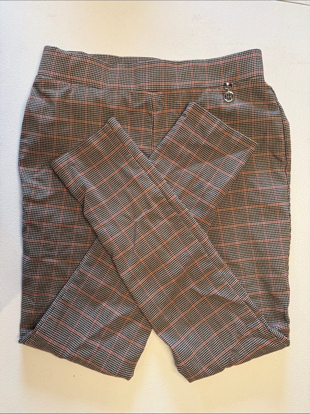 Tommy Hilfiger Women's Pants- Brown with Subtle Orange Stripe Size: 8